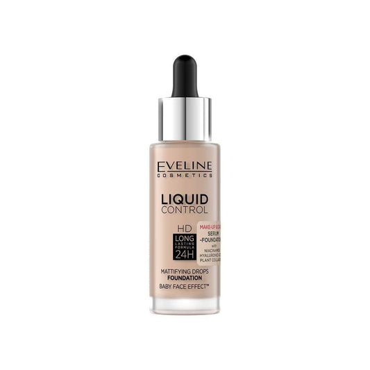 Eveline Cosmetics Liquid Control HD Face Foundation with Dropper Excellent Mattifying Effect