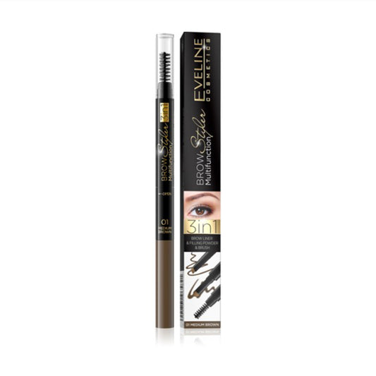 Eveline Cosmetics Brow Styler Multifunction 3in1 - 01 Medium Brown